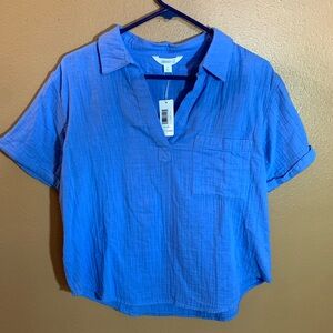 Johnnie-O Glacier Blue Women’s Short-Sleeve V-Neck Pocket Top S NWT
